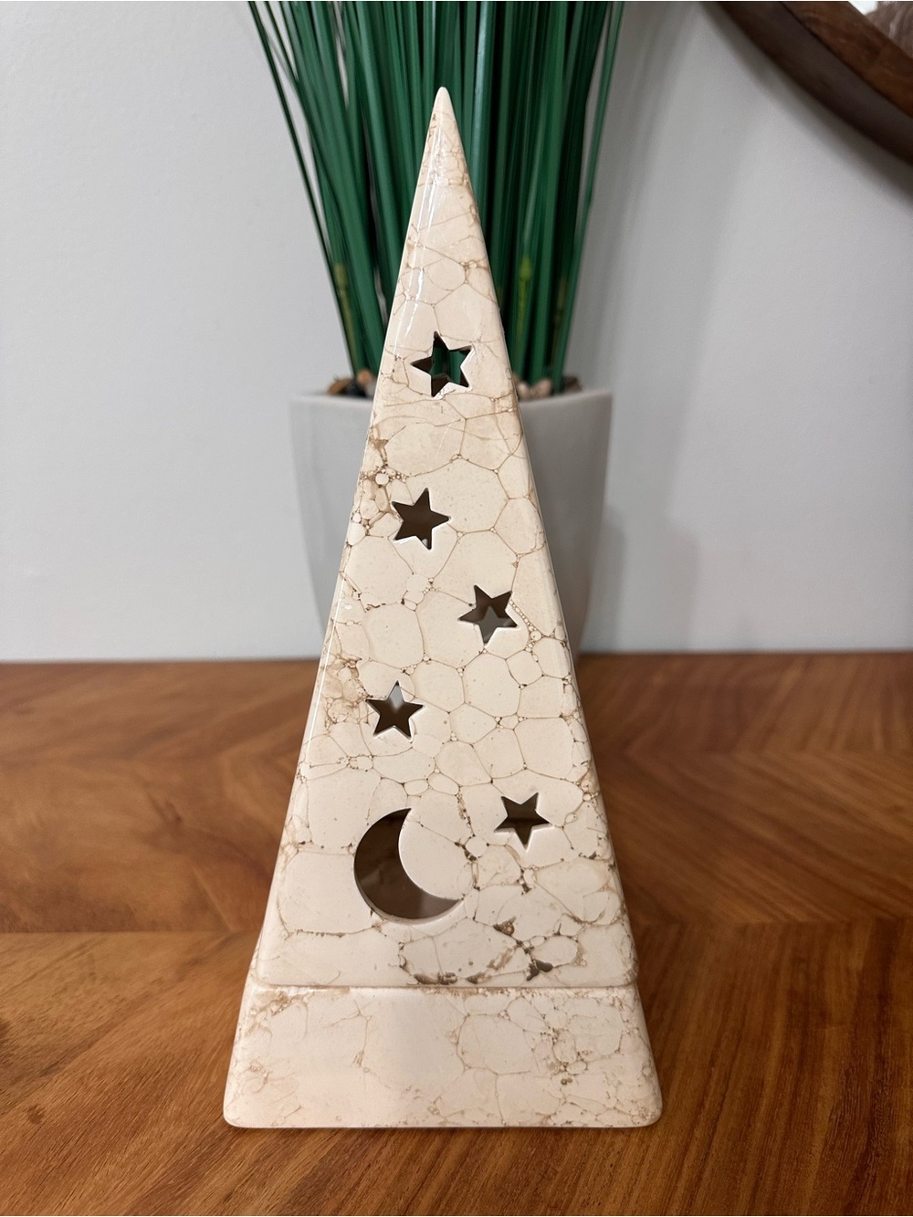 Vintage PartyLite Pyramid Tea Light Candle Holder Crescent Moon Stars Celestial